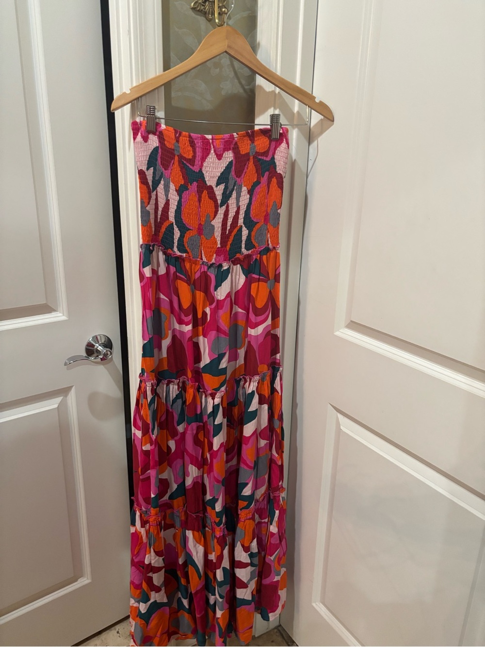 Maxi Tube Dress in Pink Floral Print